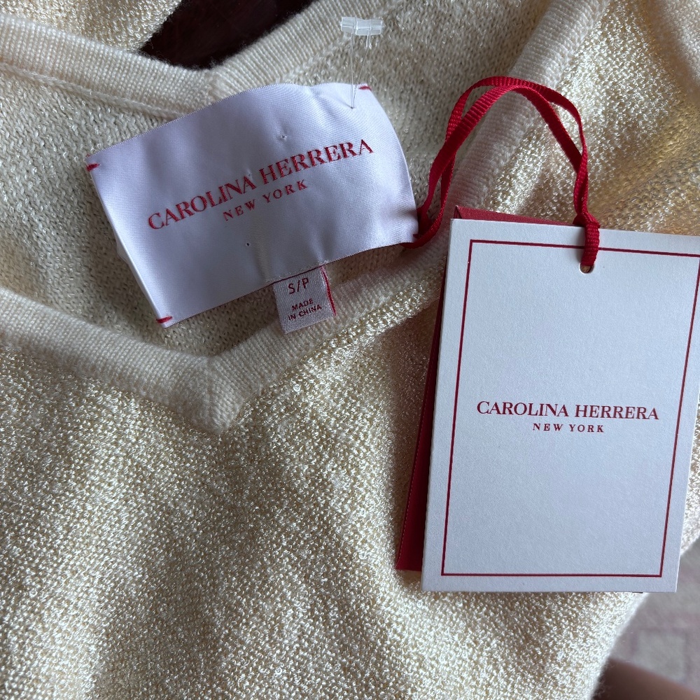 NYT Carolina Herrera ivory knit midi dress